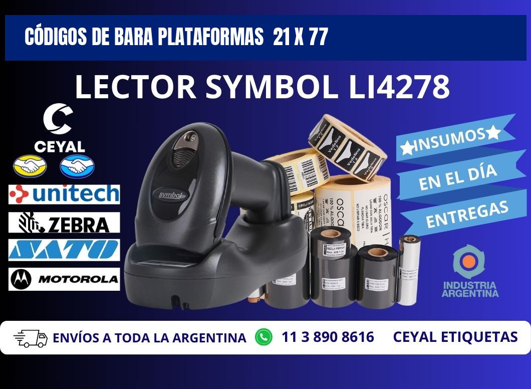 CÓDIGOS DE BARA PLATAFORMAS 21 x 77
