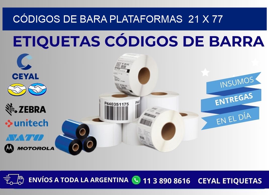 CÓDIGOS DE BARA PLATAFORMAS 21 x 77