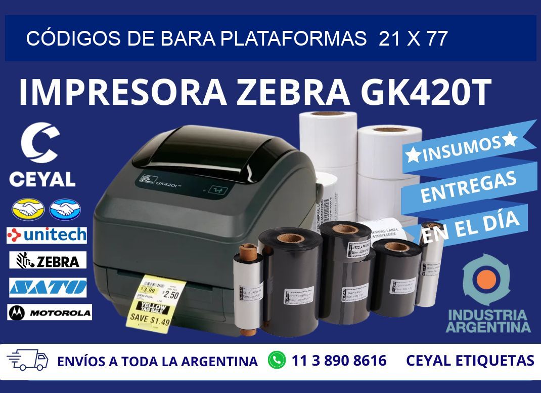 CÓDIGOS DE BARA PLATAFORMAS  21 x 77