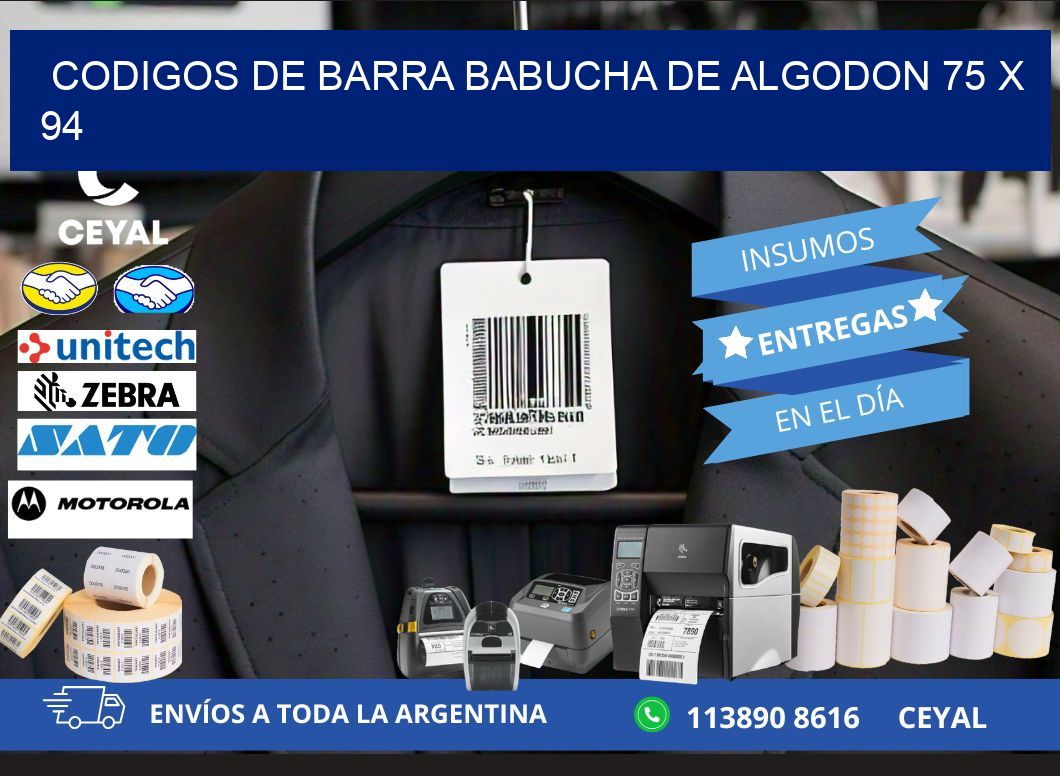CODIGOS DE BARRA BABUCHA DE ALGODON 75 x 94
