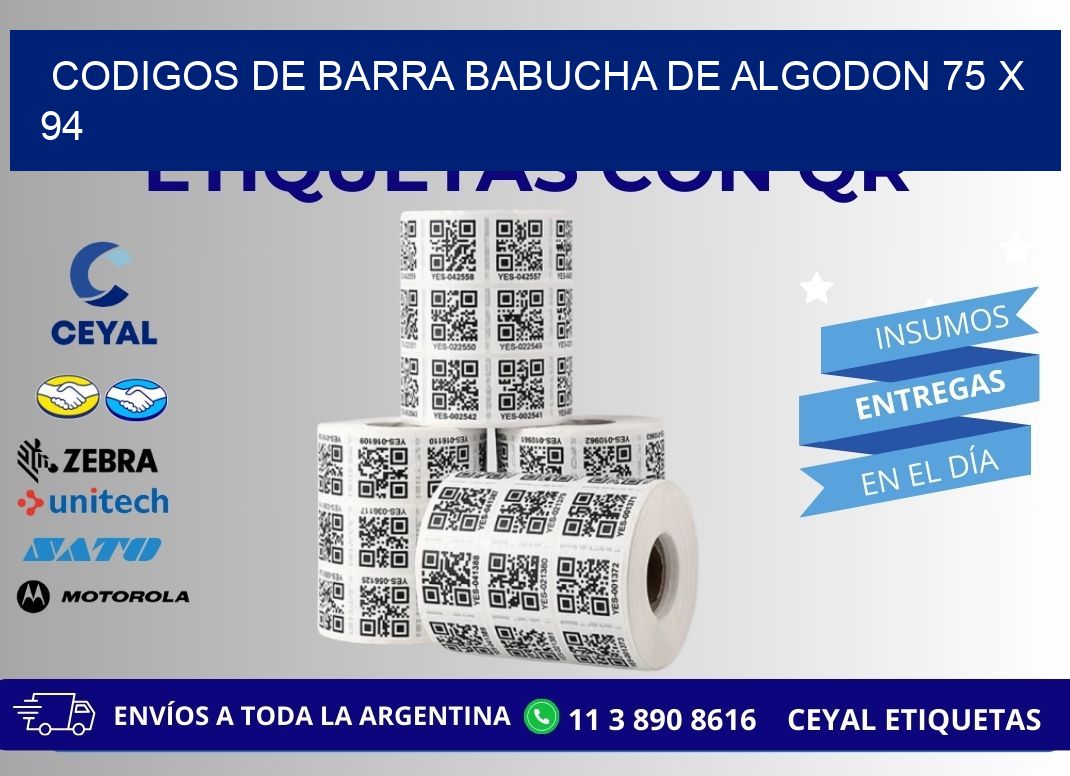 CODIGOS DE BARRA BABUCHA DE ALGODON 75 x 94