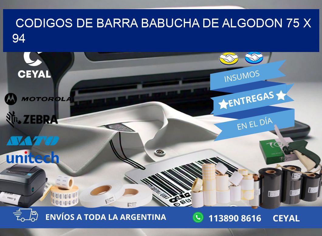 CODIGOS DE BARRA BABUCHA DE ALGODON 75 x 94