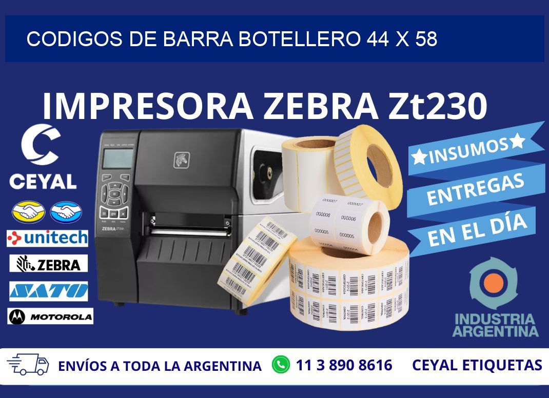 CODIGOS DE BARRA BOTELLERO 44 x 58