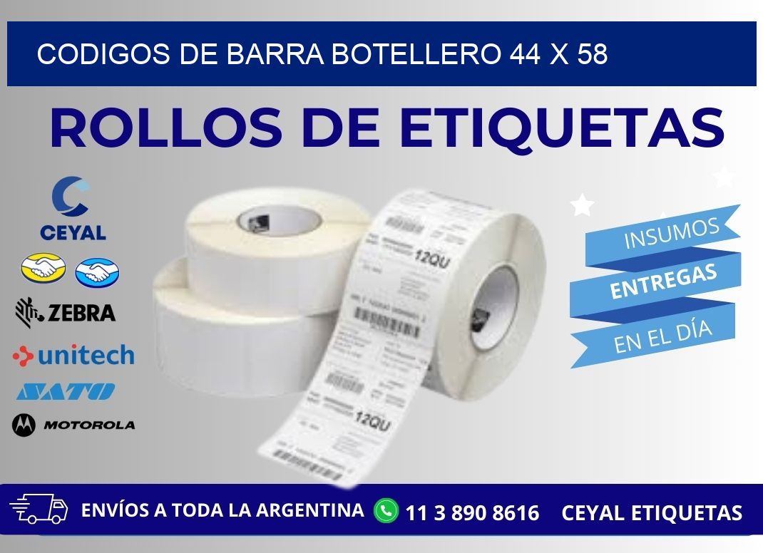 CODIGOS DE BARRA BOTELLERO 44 x 58