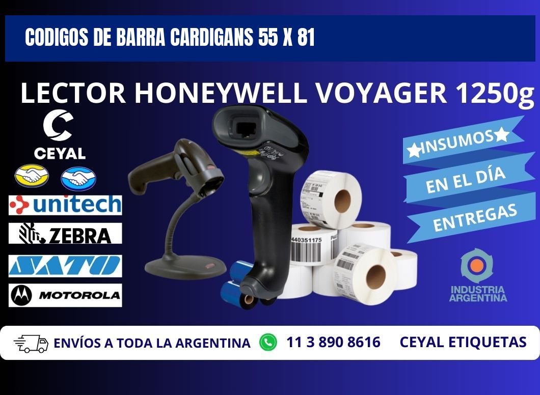 CODIGOS DE BARRA CARDIGANS 55 x 81