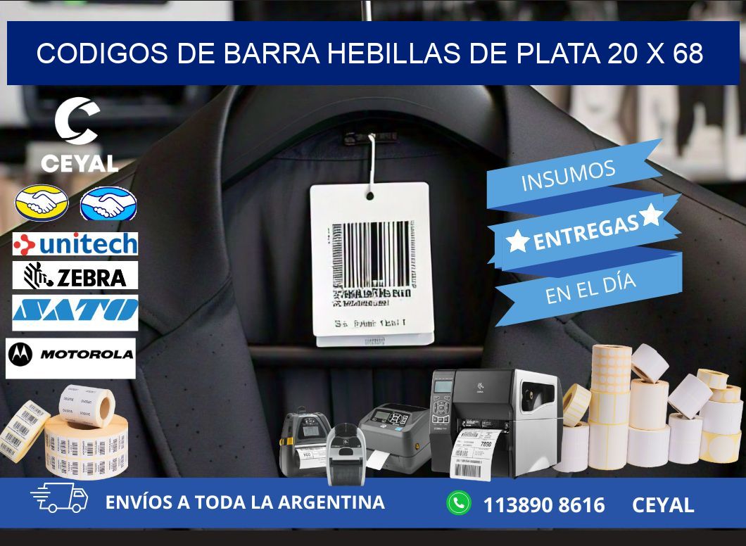 CODIGOS DE BARRA HEBILLAS DE PLATA 20 x 68