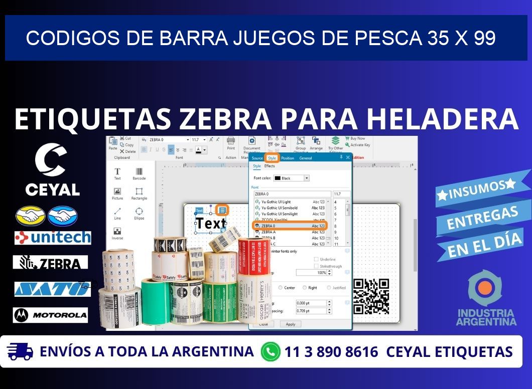 CODIGOS DE BARRA JUEGOS DE PESCA 35 x 99