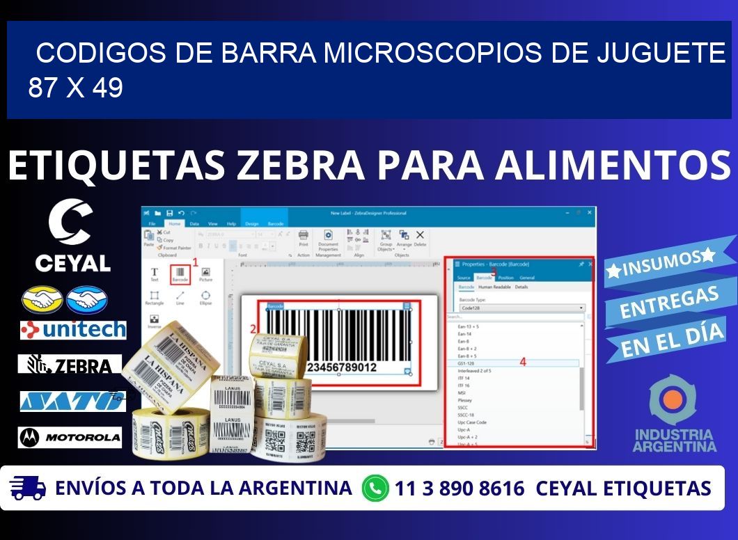 CODIGOS DE BARRA MICROSCOPIOS DE JUGUETE 87 x 49