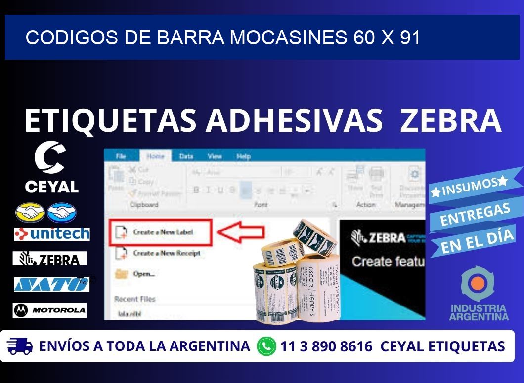 CODIGOS DE BARRA MOCASINES 60 x 91