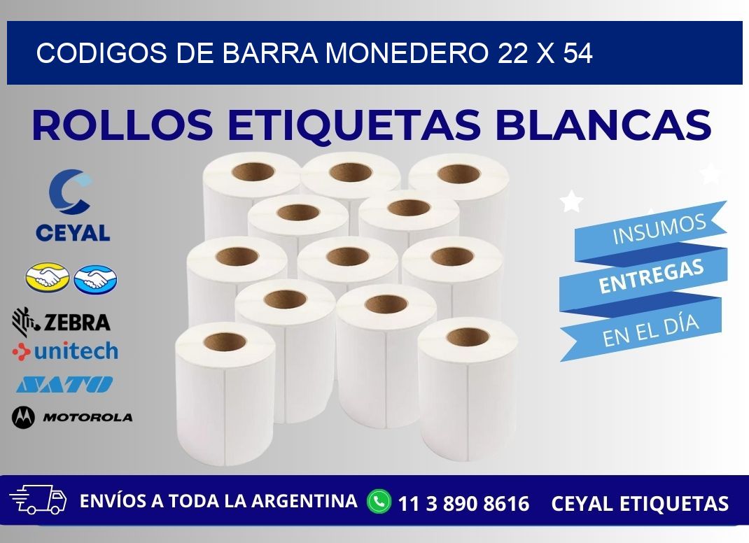 CODIGOS DE BARRA MONEDERO 22 x 54