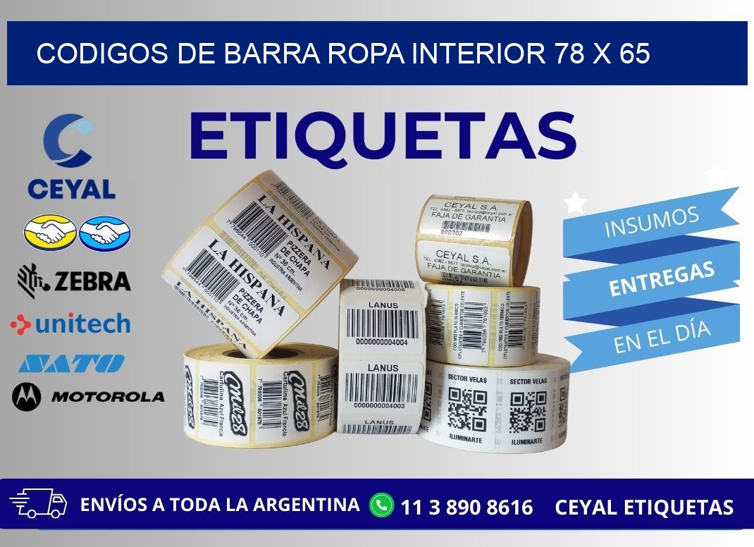 CODIGOS DE BARRA ROPA INTERIOR 78 x 65