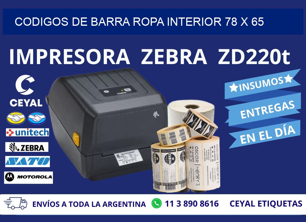 CODIGOS DE BARRA ROPA INTERIOR 78 x 65