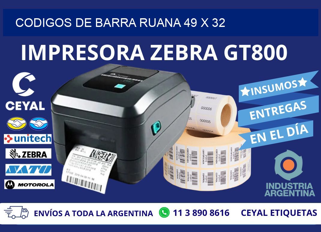 CODIGOS DE BARRA RUANA 49 x 32