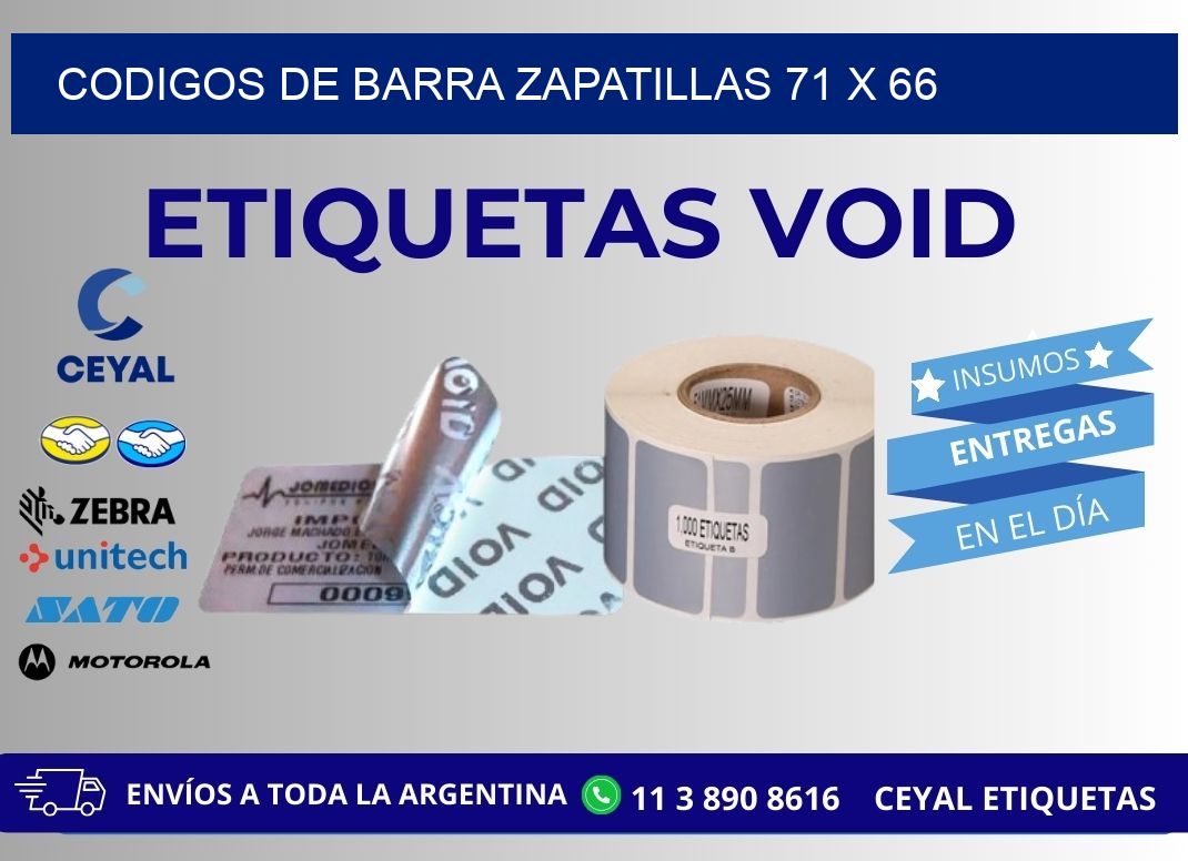 CODIGOS DE BARRA ZAPATILLAS 71 x 66