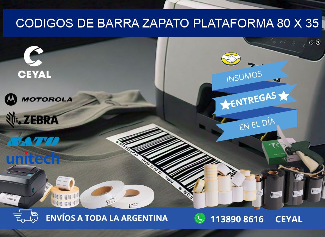 CODIGOS DE BARRA ZAPATO PLATAFORMA 80 x 35