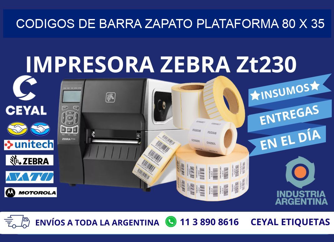 CODIGOS DE BARRA ZAPATO PLATAFORMA 80 x 35