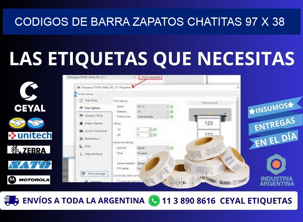 CODIGOS DE BARRA ZAPATOS CHATITAS 97 x 38