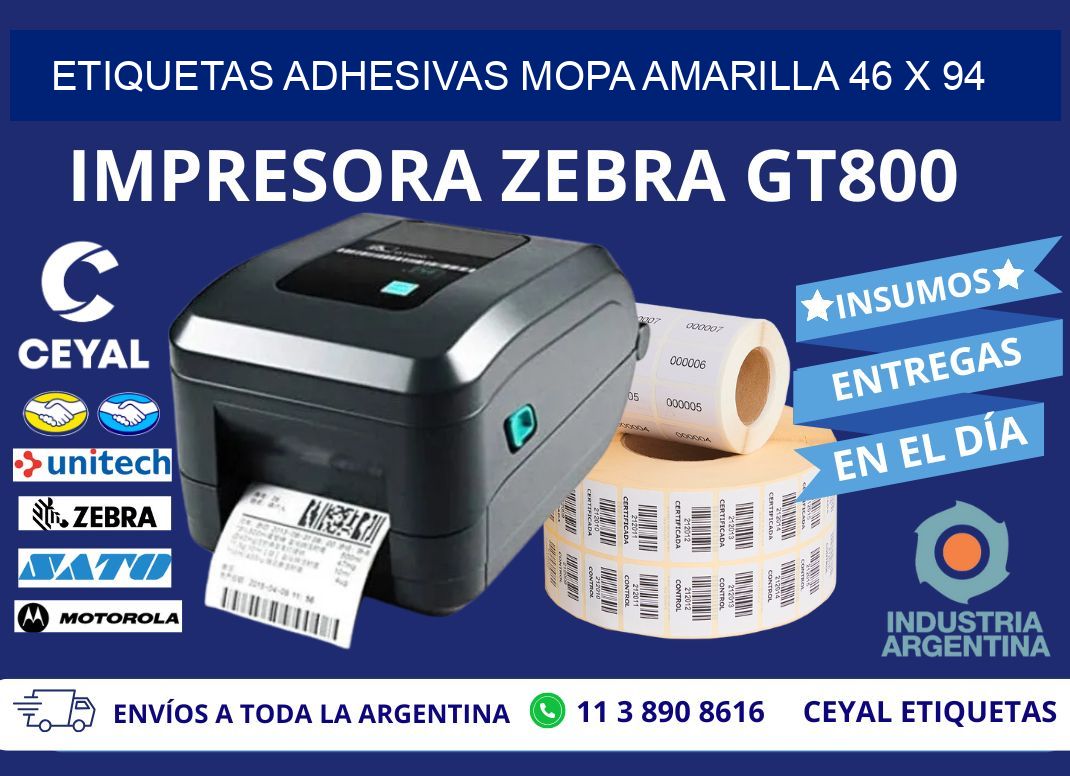 ETIQUETAS ADHESIVAS MOPA AMARILLA 46 x 94