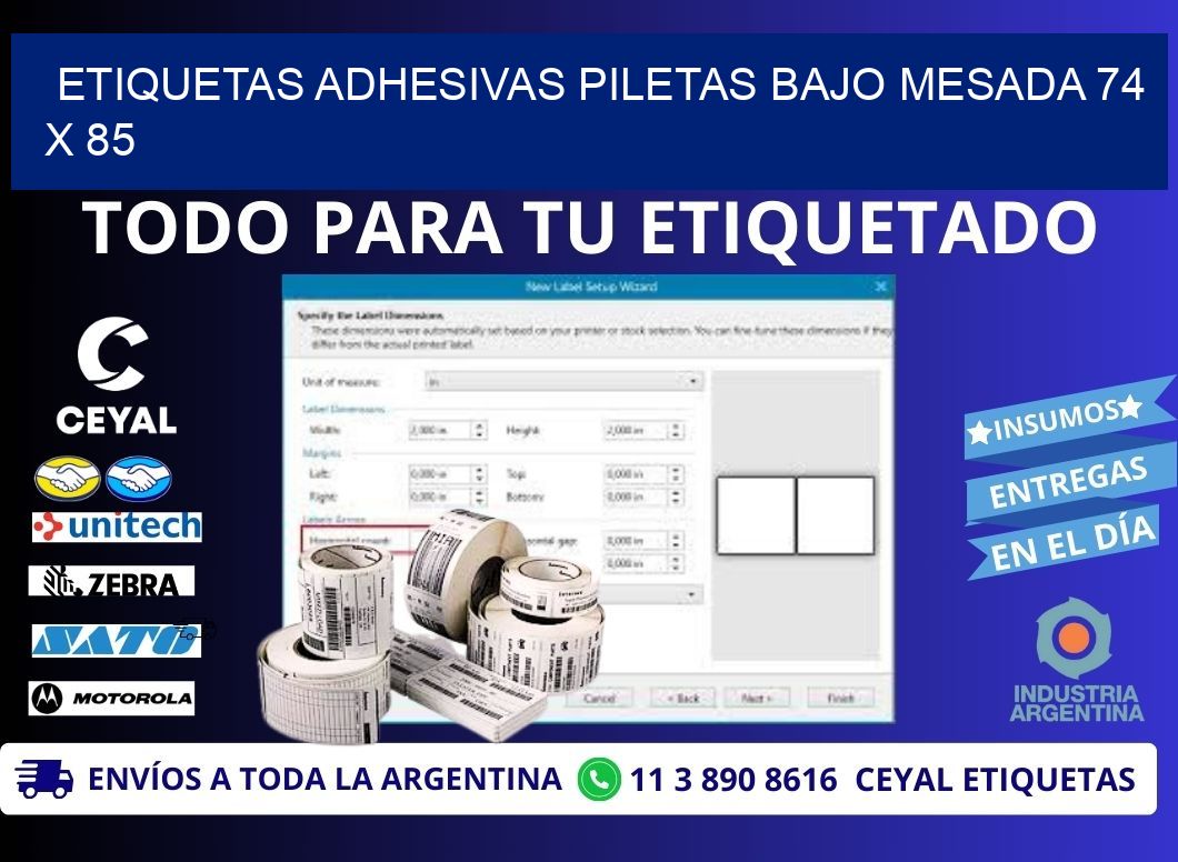 ETIQUETAS ADHESIVAS PILETAS BAJO MESADA 74 x 85