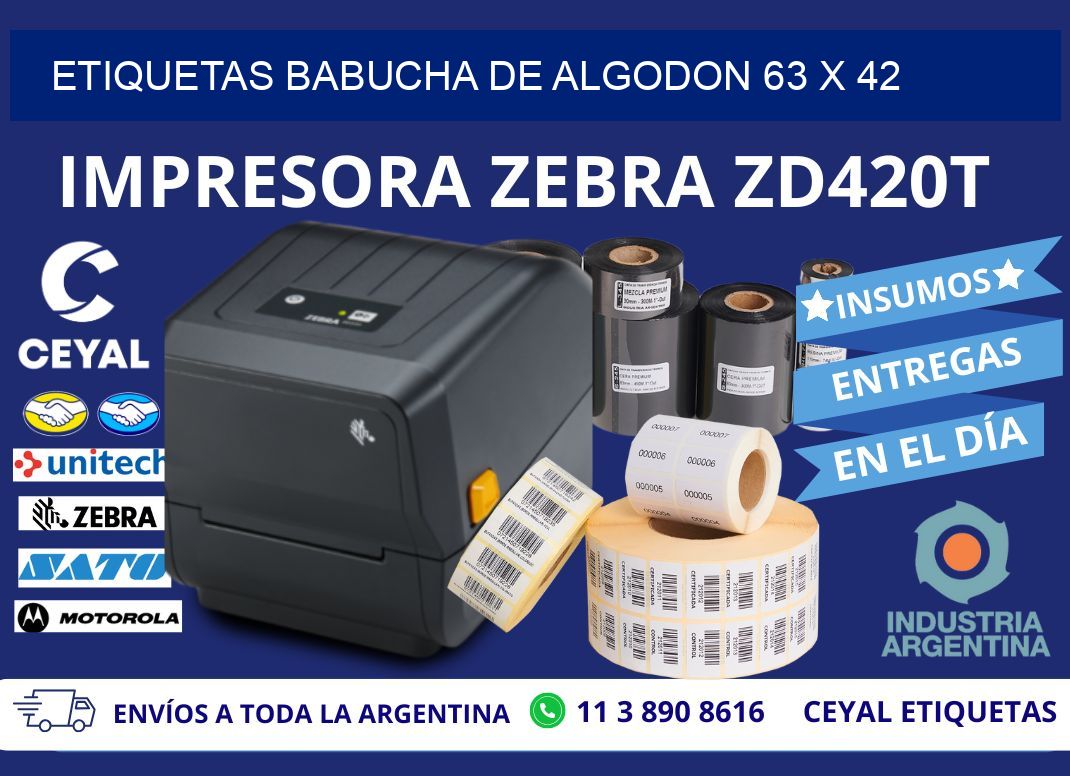 ETIQUETAS BABUCHA DE ALGODON 63 x 42