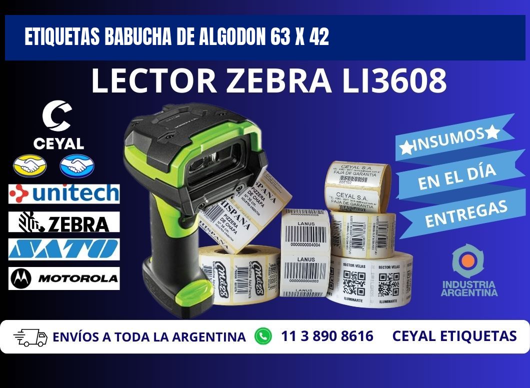 ETIQUETAS BABUCHA DE ALGODON 63 x 42