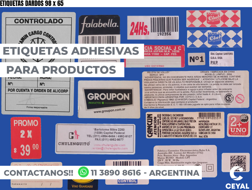 ETIQUETAS DARDOS 98 x 65