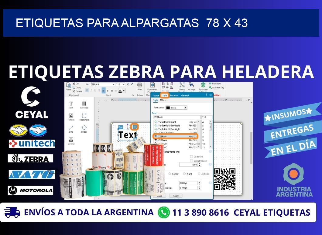 ETIQUETAS PARA ALPARGATAS  78 x 43