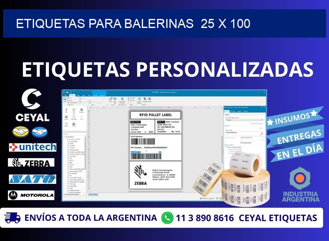 ETIQUETAS PARA BALERINAS  25 x 100
