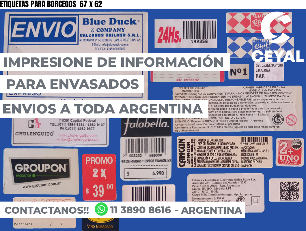 ETIQUETAS PARA BORCEGOS  67 x 62