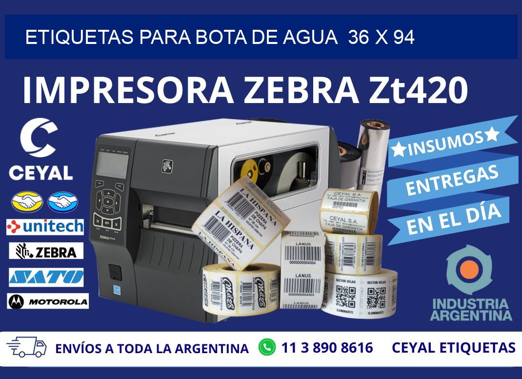 ETIQUETAS PARA BOTA DE AGUA  36 x 94