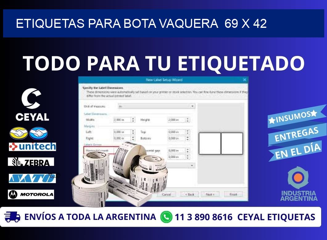 ETIQUETAS PARA BOTA VAQUERA  69 x 42