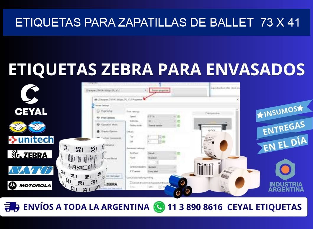 ETIQUETAS PARA ZAPATILLAS DE BALLET  73 x 41
