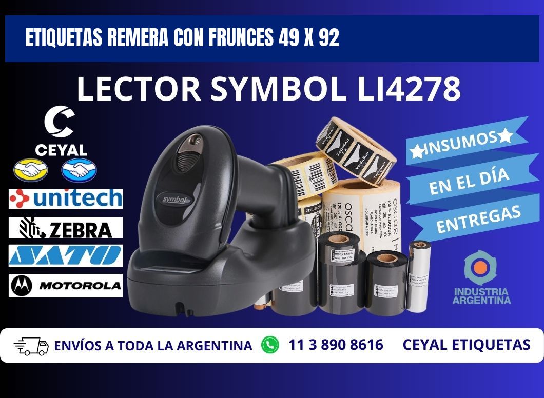 ETIQUETAS REMERA CON FRUNCES 49 x 92