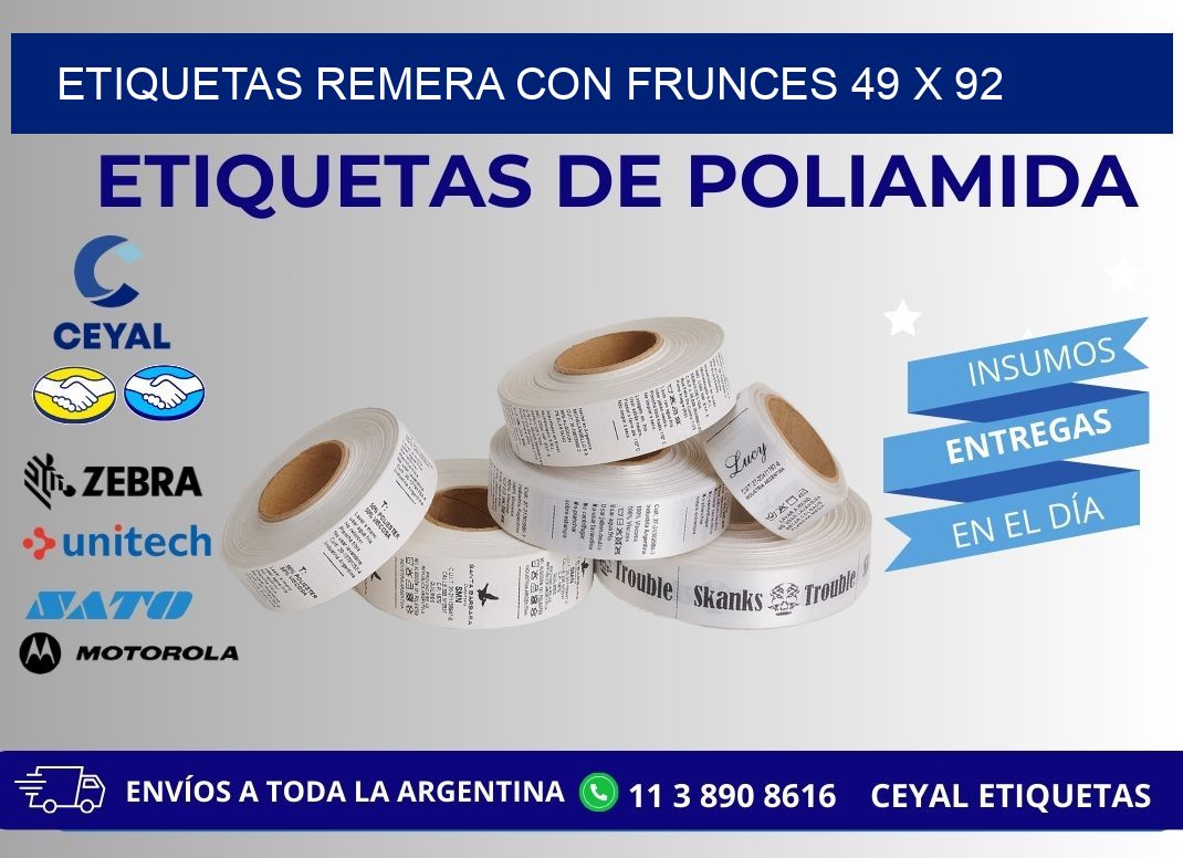 ETIQUETAS REMERA CON FRUNCES 49 x 92