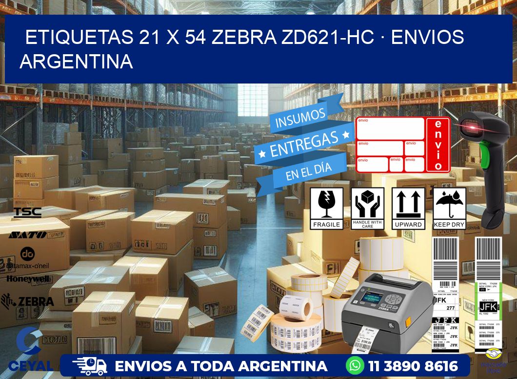 ETIQUETAS 21 x 54 ZEBRA ZD621-HC · ENVIOS ARGENTINA