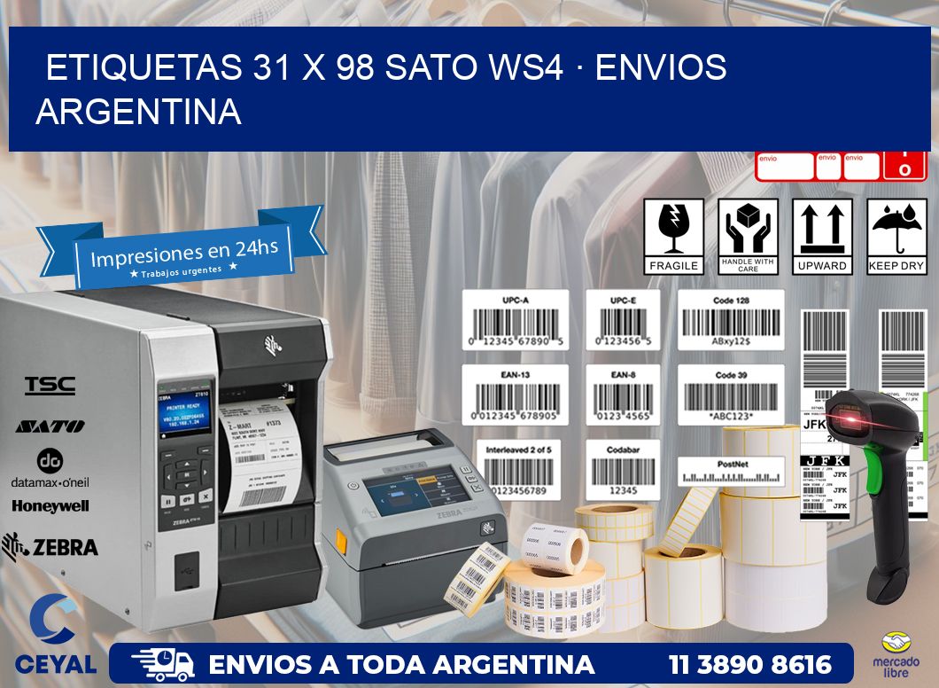 ETIQUETAS 31 x 98 SATO WS4 · ENVIOS ARGENTINA