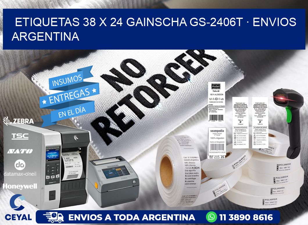 ETIQUETAS 38 x 24 GAINSCHA GS-2406T · ENVIOS ARGENTINA