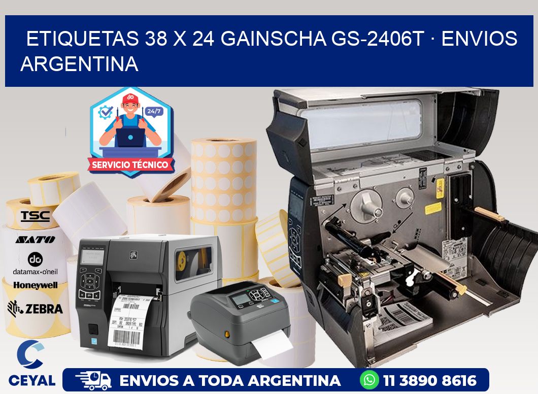 ETIQUETAS 38 x 24 GAINSCHA GS-2406T · ENVIOS ARGENTINA
