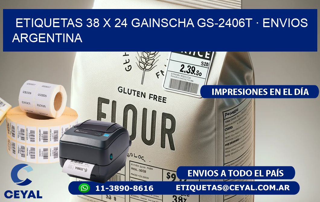 ETIQUETAS 38 x 24 GAINSCHA GS-2406T · ENVIOS ARGENTINA