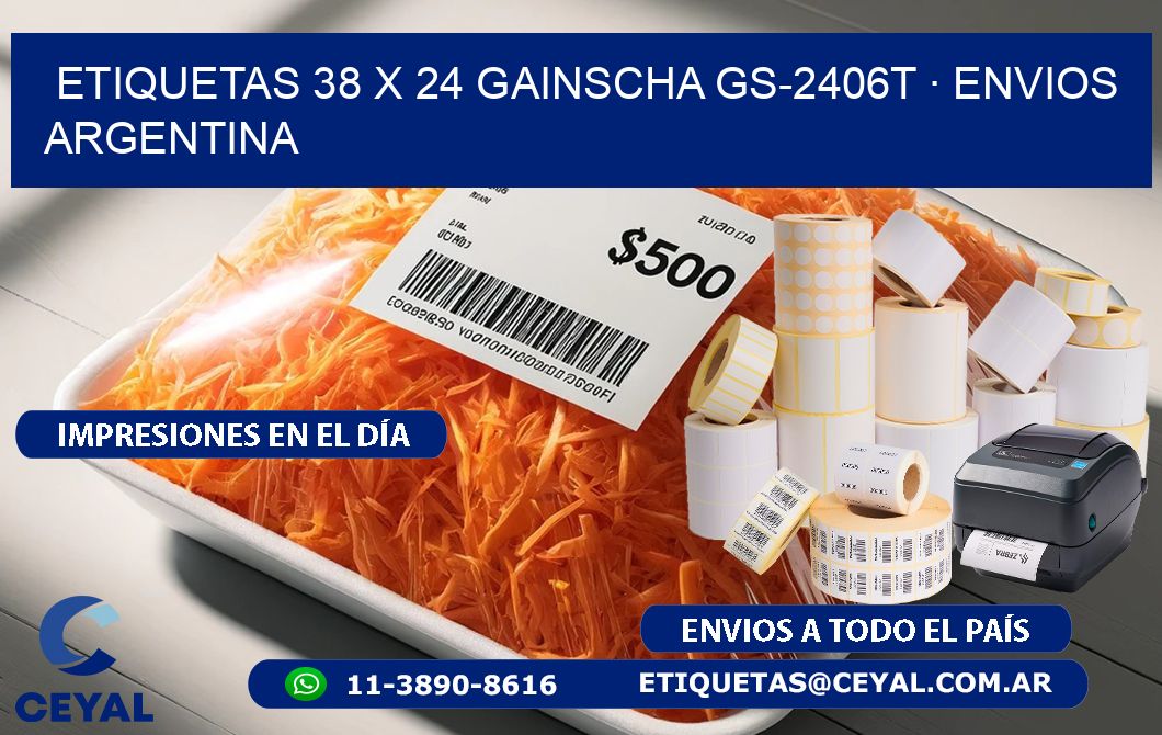 ETIQUETAS 38 x 24 GAINSCHA GS-2406T · ENVIOS ARGENTINA