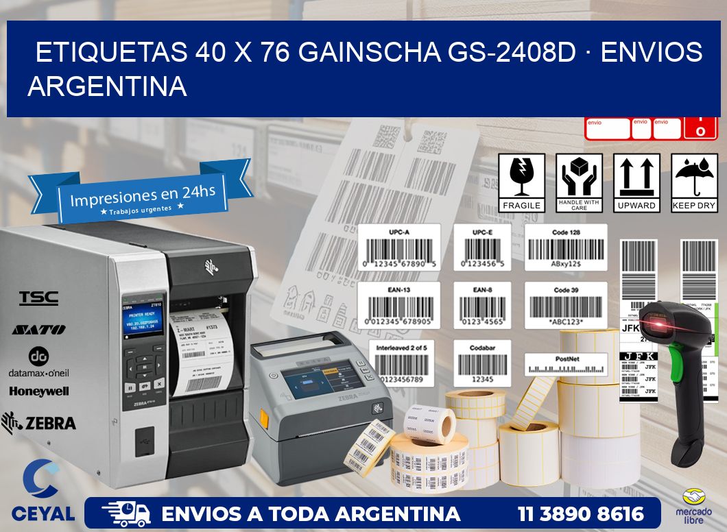 ETIQUETAS 40 x 76 GAINSCHA GS-2408D · ENVIOS ARGENTINA