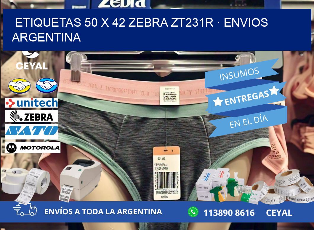 ETIQUETAS 50 x 42 ZEBRA ZT231R · ENVIOS ARGENTINA