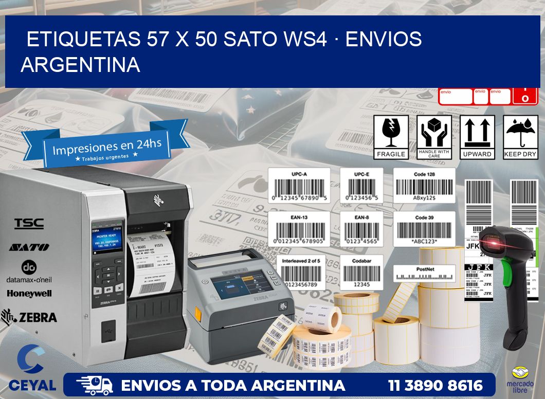 ETIQUETAS 57 x 50 SATO WS4 · ENVIOS ARGENTINA