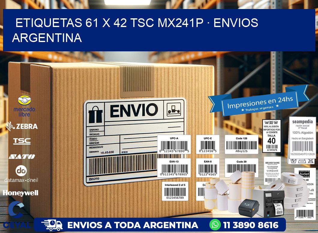 ETIQUETAS 61 x 42 TSC MX241P · ENVIOS ARGENTINA