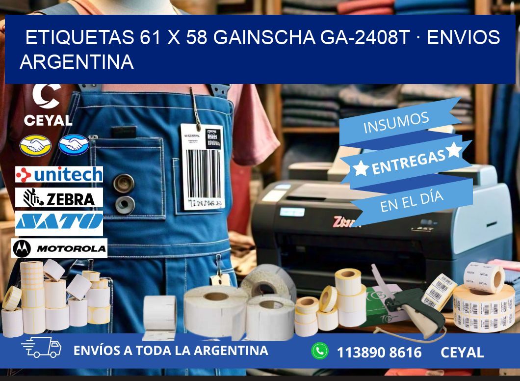 ETIQUETAS 61 x 58 GAINSCHA GA-2408T · ENVIOS ARGENTINA