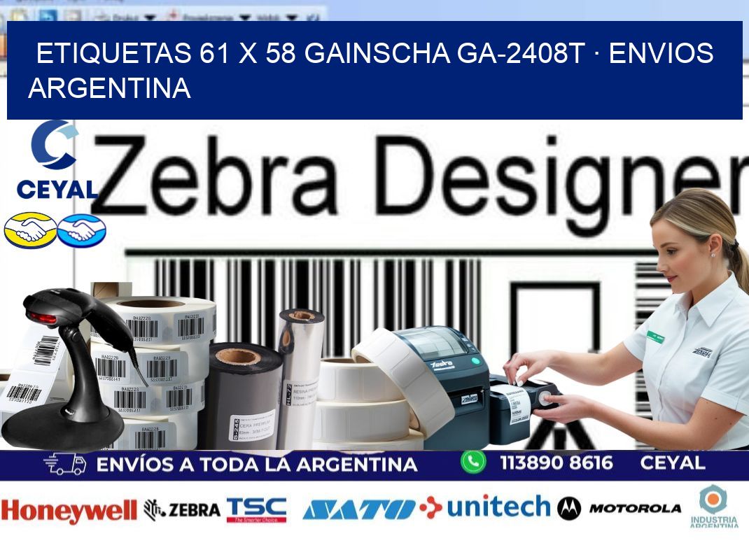 ETIQUETAS 61 x 58 GAINSCHA GA-2408T · ENVIOS ARGENTINA