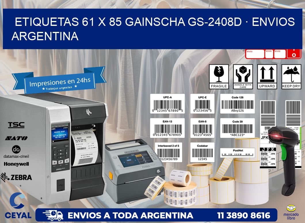 ETIQUETAS 61 x 85 GAINSCHA GS-2408D · ENVIOS ARGENTINA