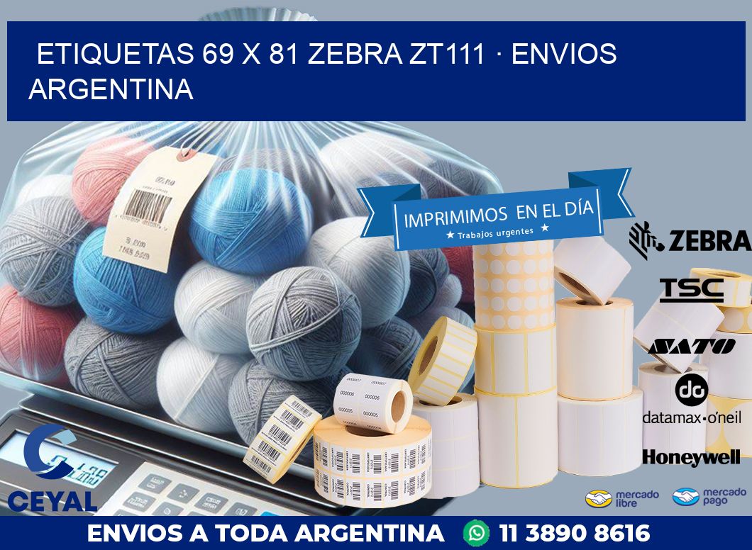 ETIQUETAS 69 x 81 ZEBRA ZT111 · ENVIOS ARGENTINA