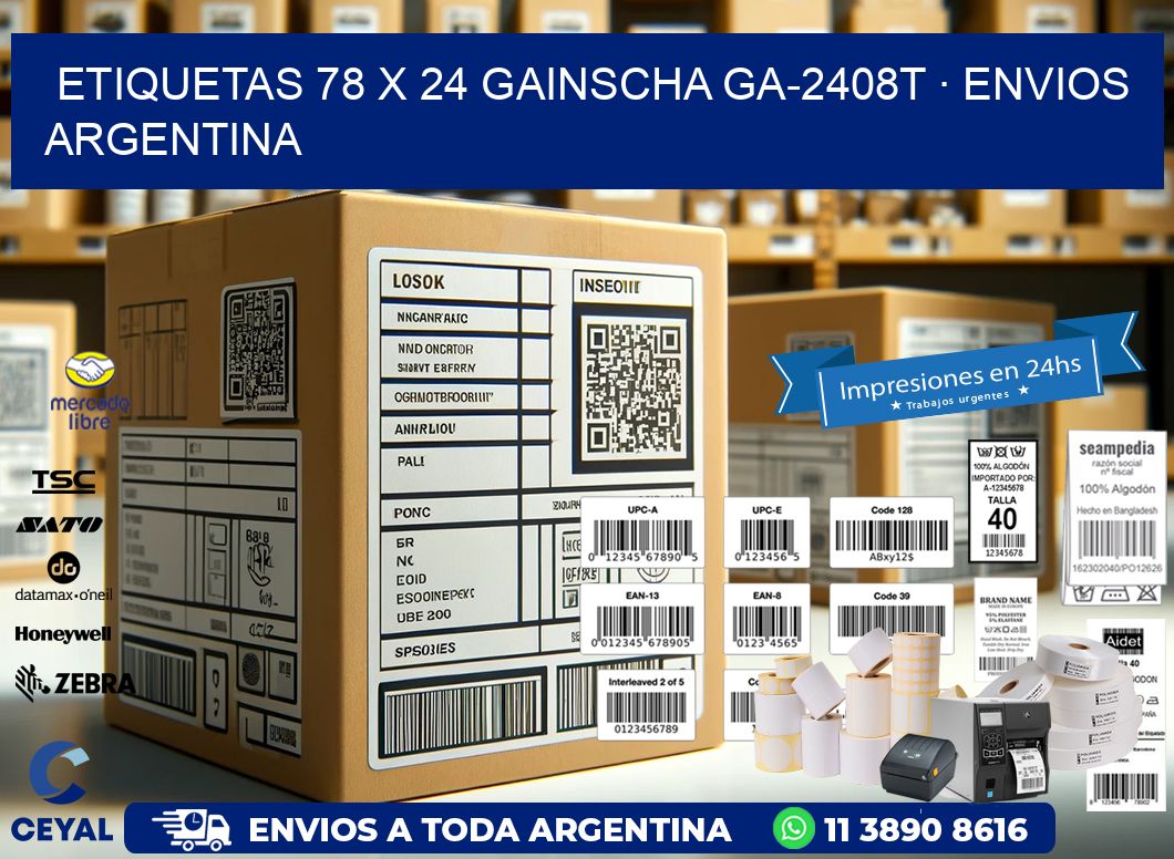 ETIQUETAS 78 x 24 GAINSCHA GA-2408T · ENVIOS ARGENTINA