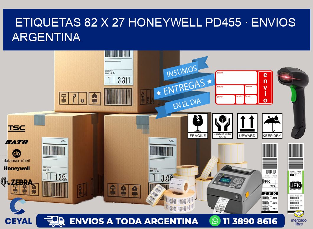 ETIQUETAS 82 x 27 HONEYWELL PD455 · ENVIOS ARGENTINA